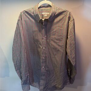 Southern Tide Classic Fit Check Button-Up Shirt – Red, Green & Navy – Size L